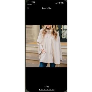 UGG Charlynne Poncho Sweater Heathered Oatmeal Beige Soft Oversize M/L Cotton